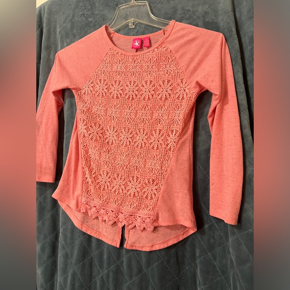 J. Khaki Girls Long Sleeve Coral Blouse Size Small